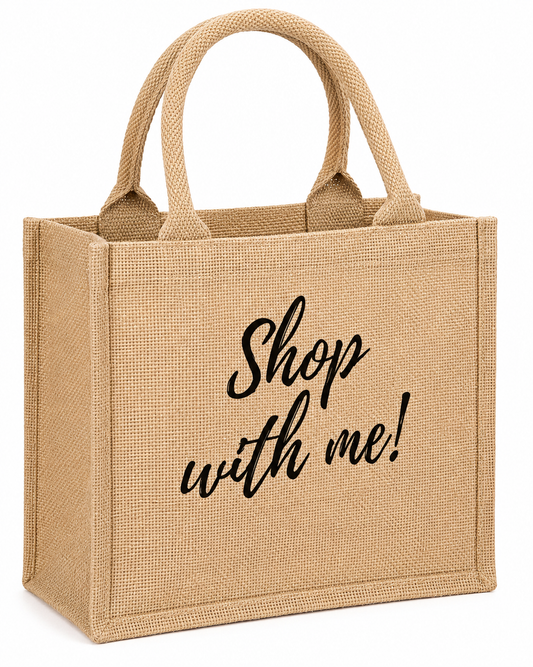 Natural Jute Cloth Handbag With Shop With Me (Set of 2)