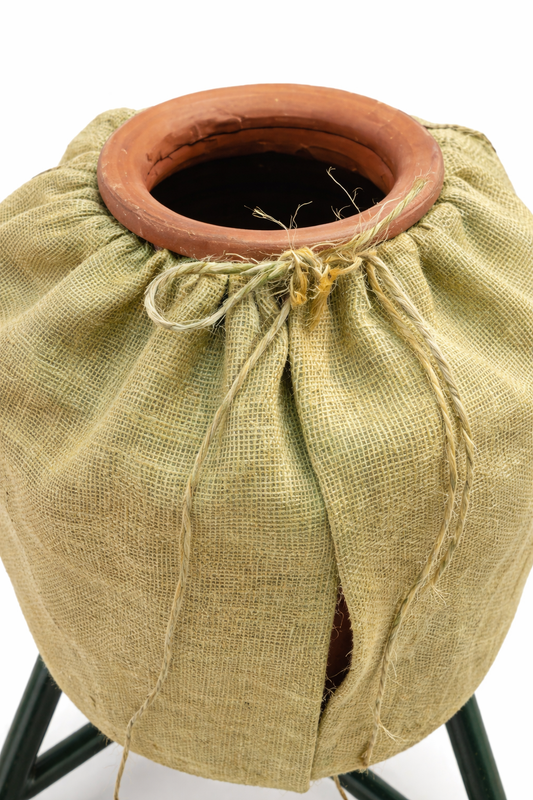 Handmakers Natural Jute Desi Matka Cover with Beige Color Pack of 2