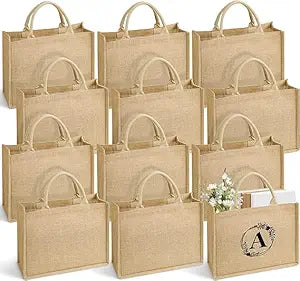 Handmakers Natural Plain Jute Bags for Return Gifts 12x15x5 inch (Pack of 50 )