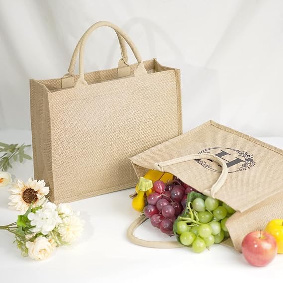 Handmakers Natural Plain Jute Bags for Return Gifts 12x15x5 inch (Pack of 50 )