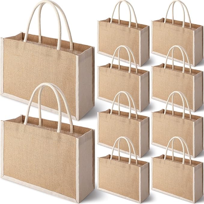 Handmakers Natural Plain Jute Bags for Return Gifts Pack of 50 (13x11x5 inch)