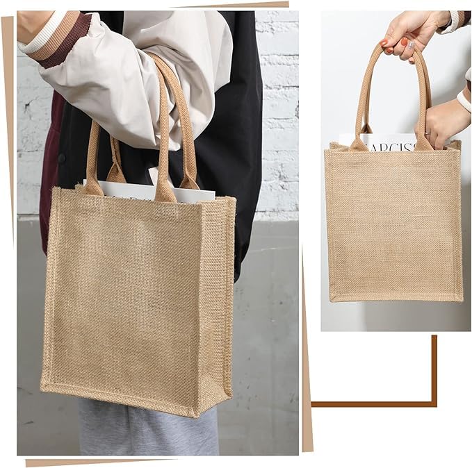 Handmakers Natural Plain Jute Bags Pack of 50 (13x11x5 inch)