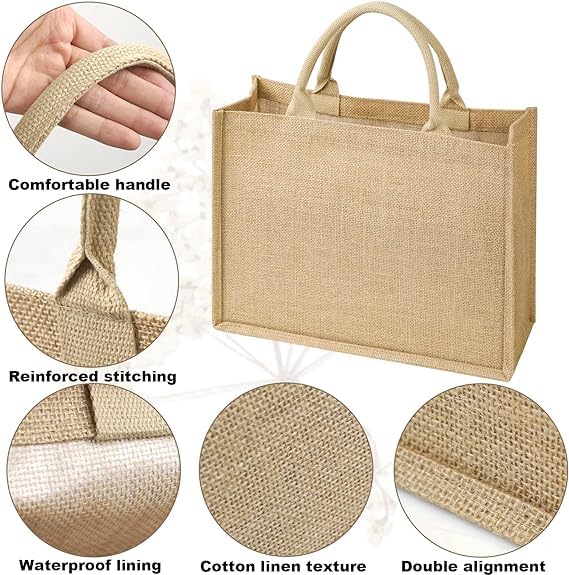 Handmakers Natural Plain Jute Bags for Return Gifts 12x15x5 inch (Pack of 50 )