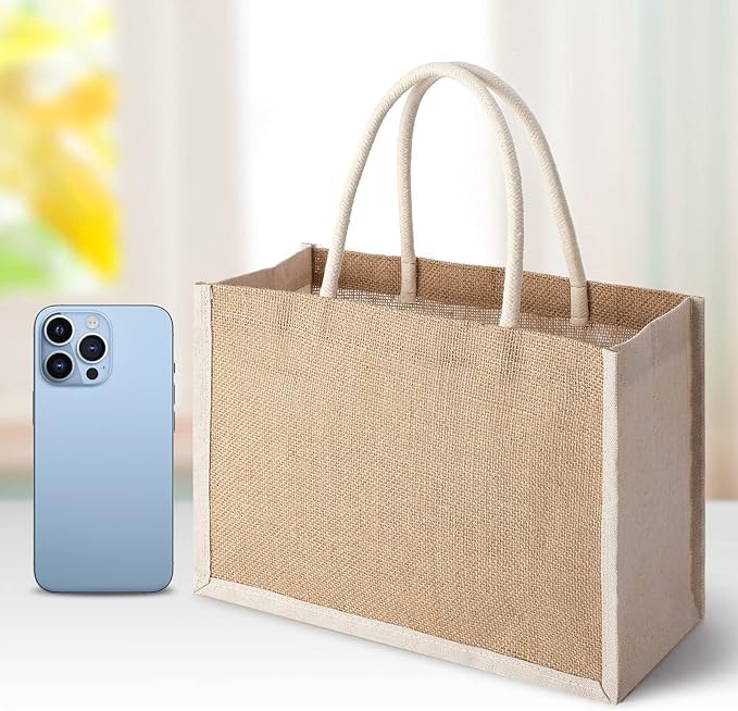 Handmakers Natural Plain Jute Bags for Return Gifts Pack of 50 (13x11x5 inch)