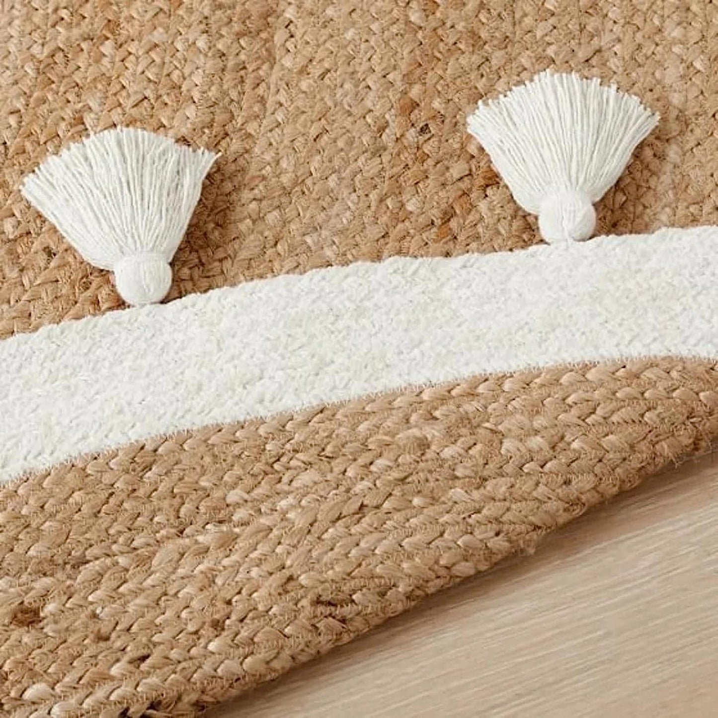 white & Beige Jute Rug