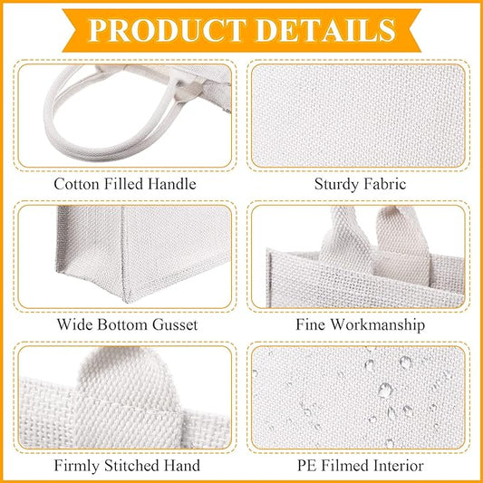 White Burlap Gift Bags with Handles – Pack of 10 by Handmakers
