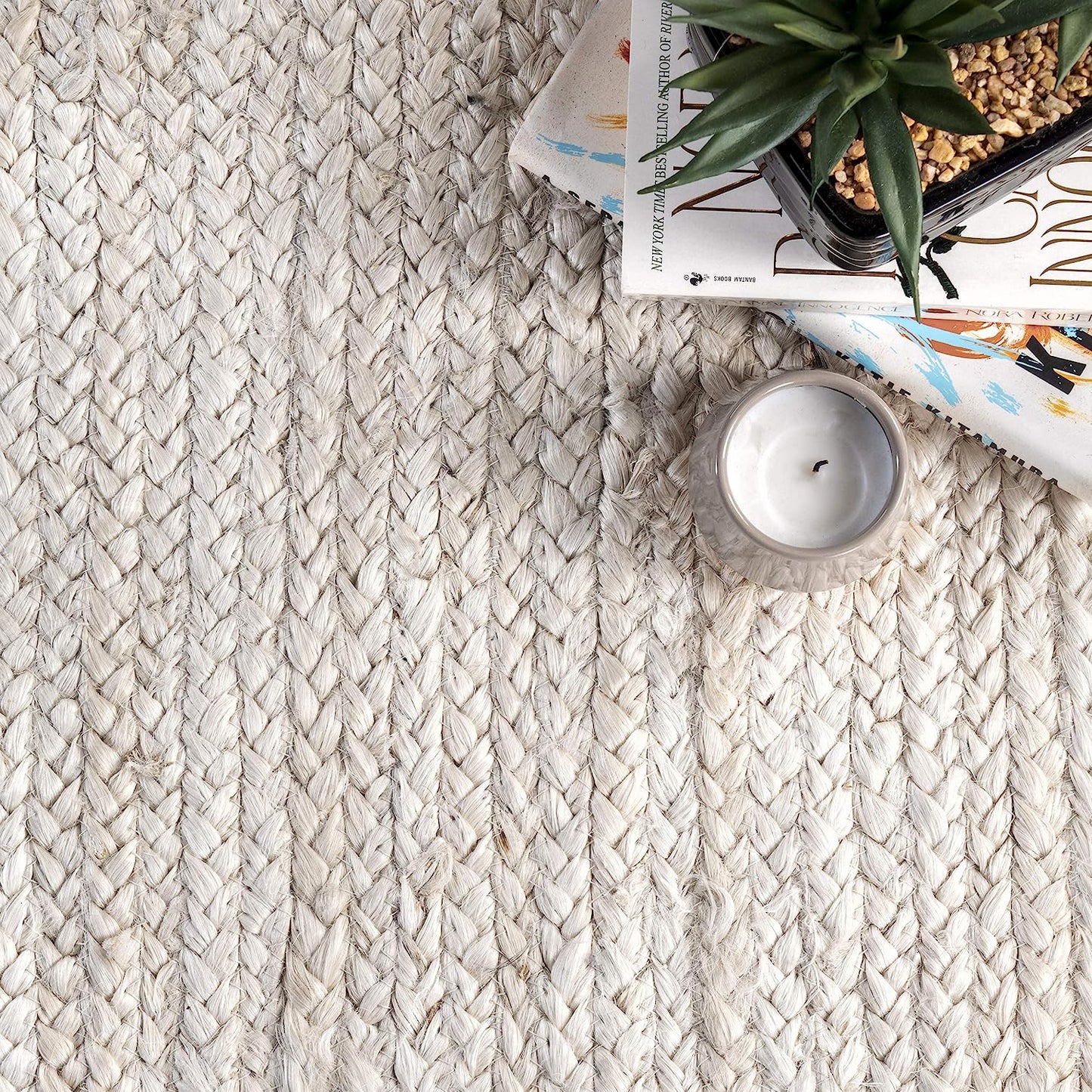 jute Off white rug