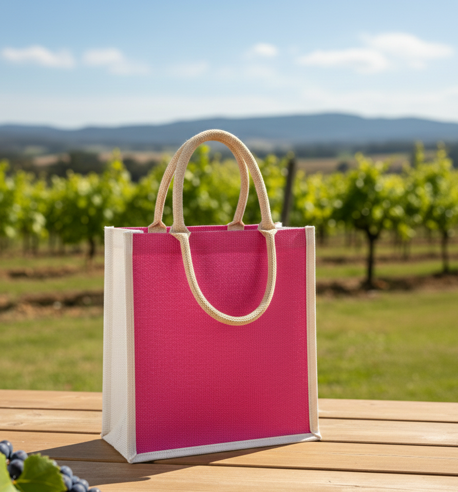 Handmakers Natural Pink Jute Bags Pack of 50 (14x12x5 inch)