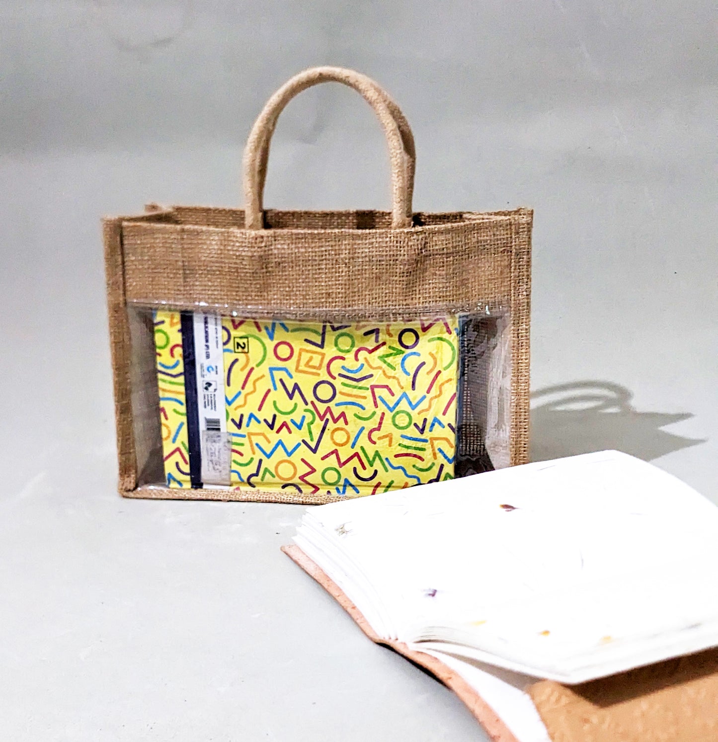Handmakers Transparent Mini Jute Gift Bags with Window – Handmade Favour Bags for Weddings, Engagements & Return Gifts