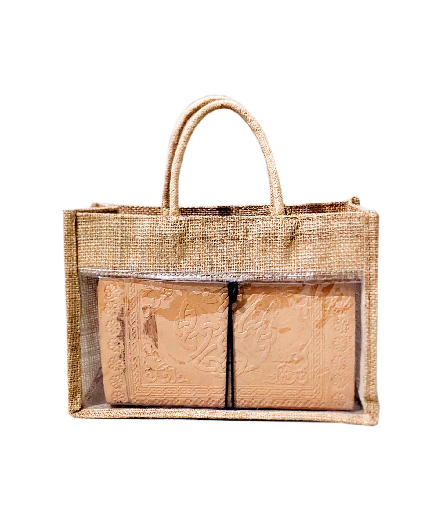 Handmakers Transparent Mini Jute Gift Bags with Window – Handmade Favour Bags for Weddings, Engagements & Return Gifts