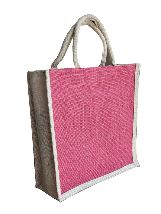 Handmakers  Natural Pink Jute Bags  Pack of  50  (14x12x5 inch)