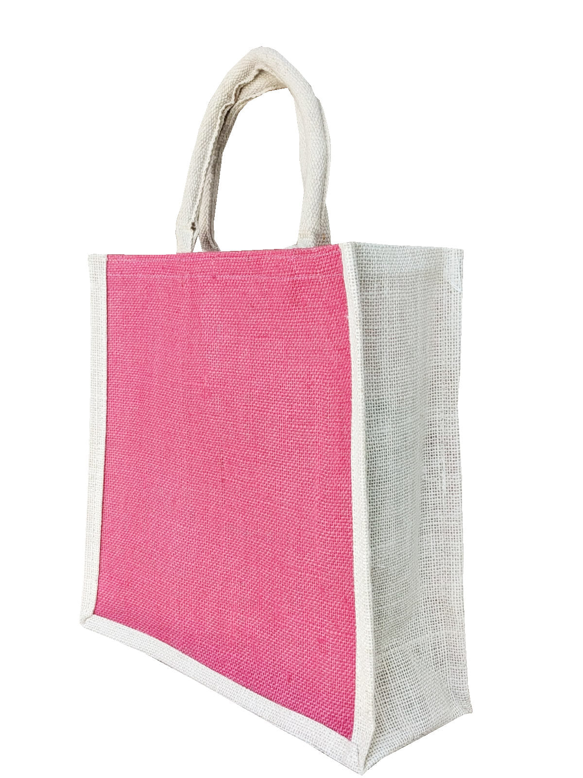 Handmakers Natural Pink Jute Bags Pack of 50 (14x12x5 inch)