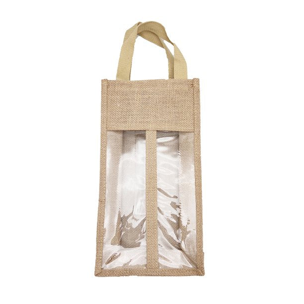 Handmakers Durable Versatile Stylish 2 Bottles Jute Wine Bottle Cover Bag | Party Gift Bags (2)