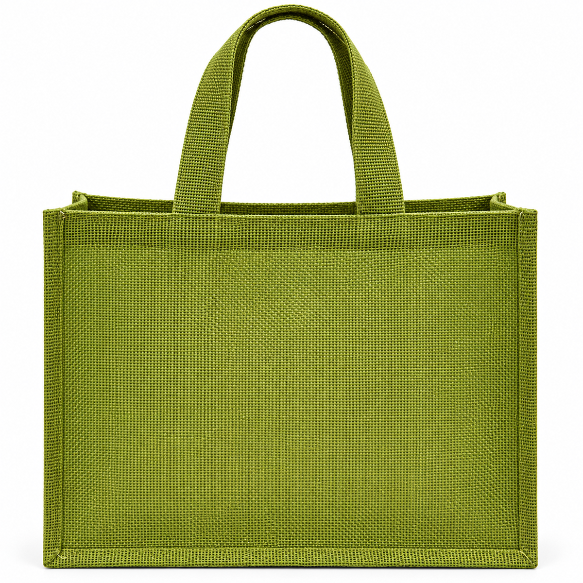 Handmakers Olive Green Jute Tote Bag with Transparent Window & Lace | Eco-Friendly Gift & Shopping Bag