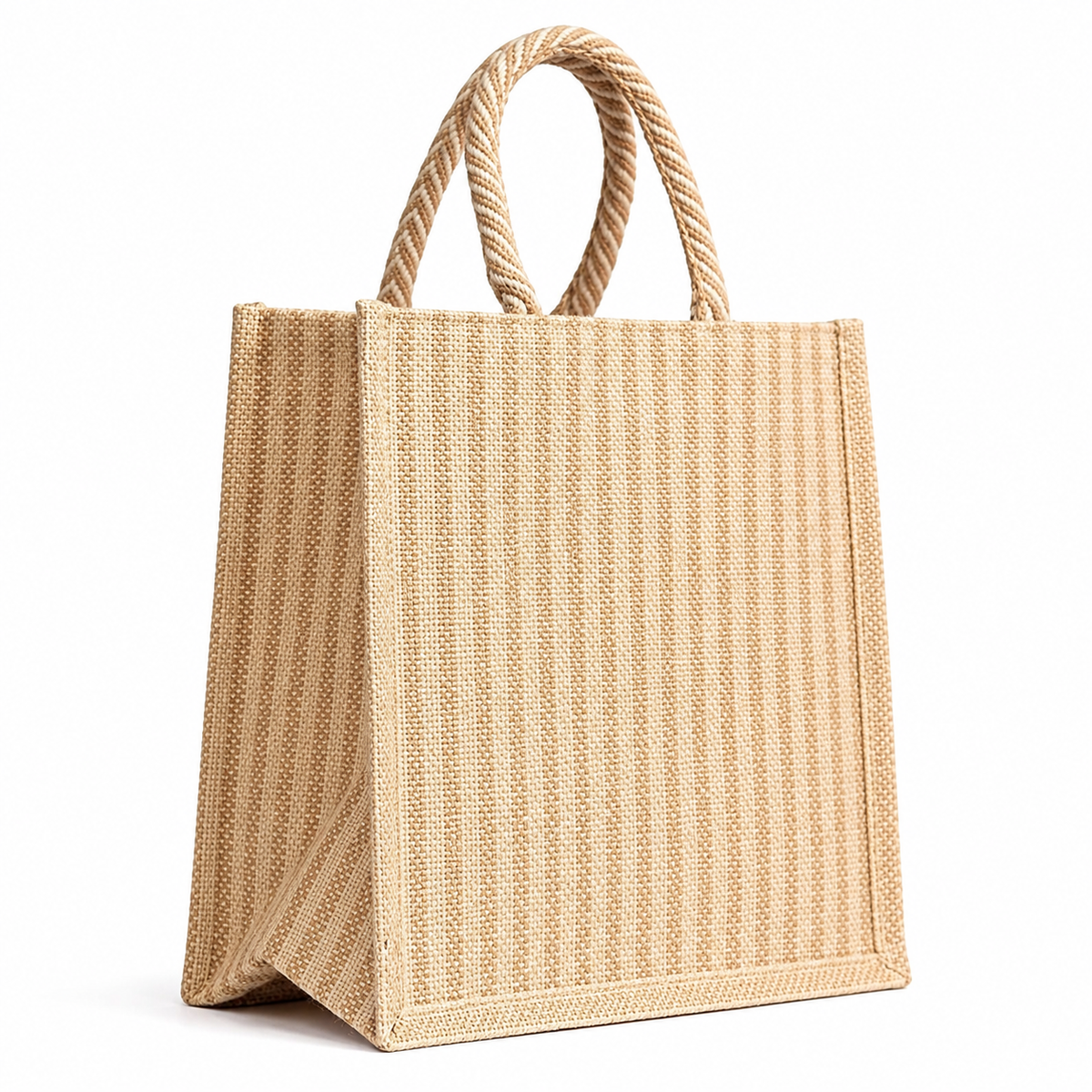 Natural Jute Tote Bag with Front Pocket & Wooden Button | Eco-Friendly Reusable Shopping & Gift Bag