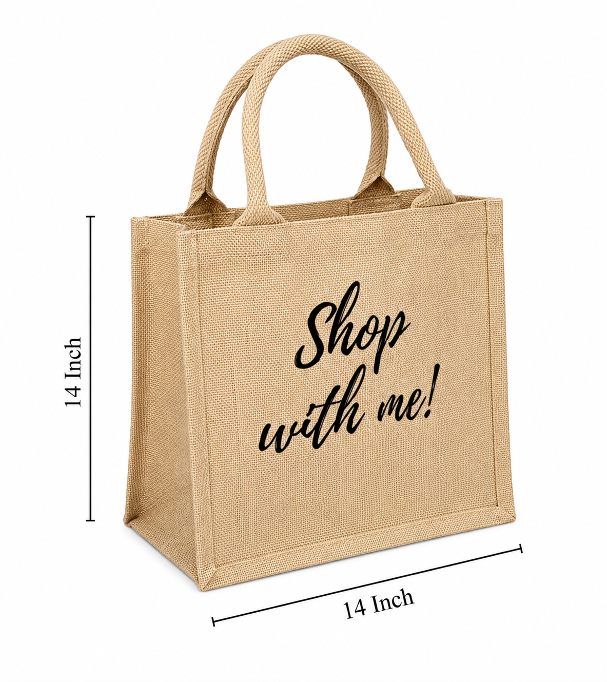 Natural Jute Cloth Handbag With Shop With Me (Set of 2)