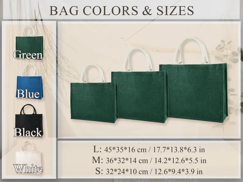 Personalized Bridesmaid Jute Tote with Name Scarf – Custom Beach Bag for Wedding & Bachelorette Gifts Pack of 50