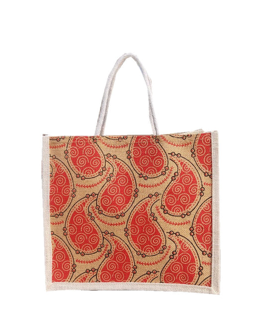 Handmakers Printed Jute Bags for Return Gifts, Room Hampers Pack of 50 ( 13x11x5 Inch)
