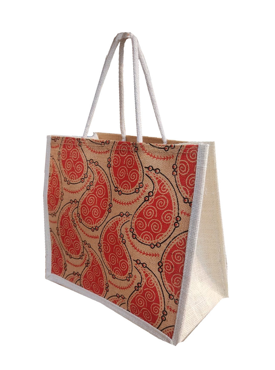 Handmakers Printed Jute Bags for Return Gifts, Room Hampers Pack of 50 ( 13x11x5 Inch)