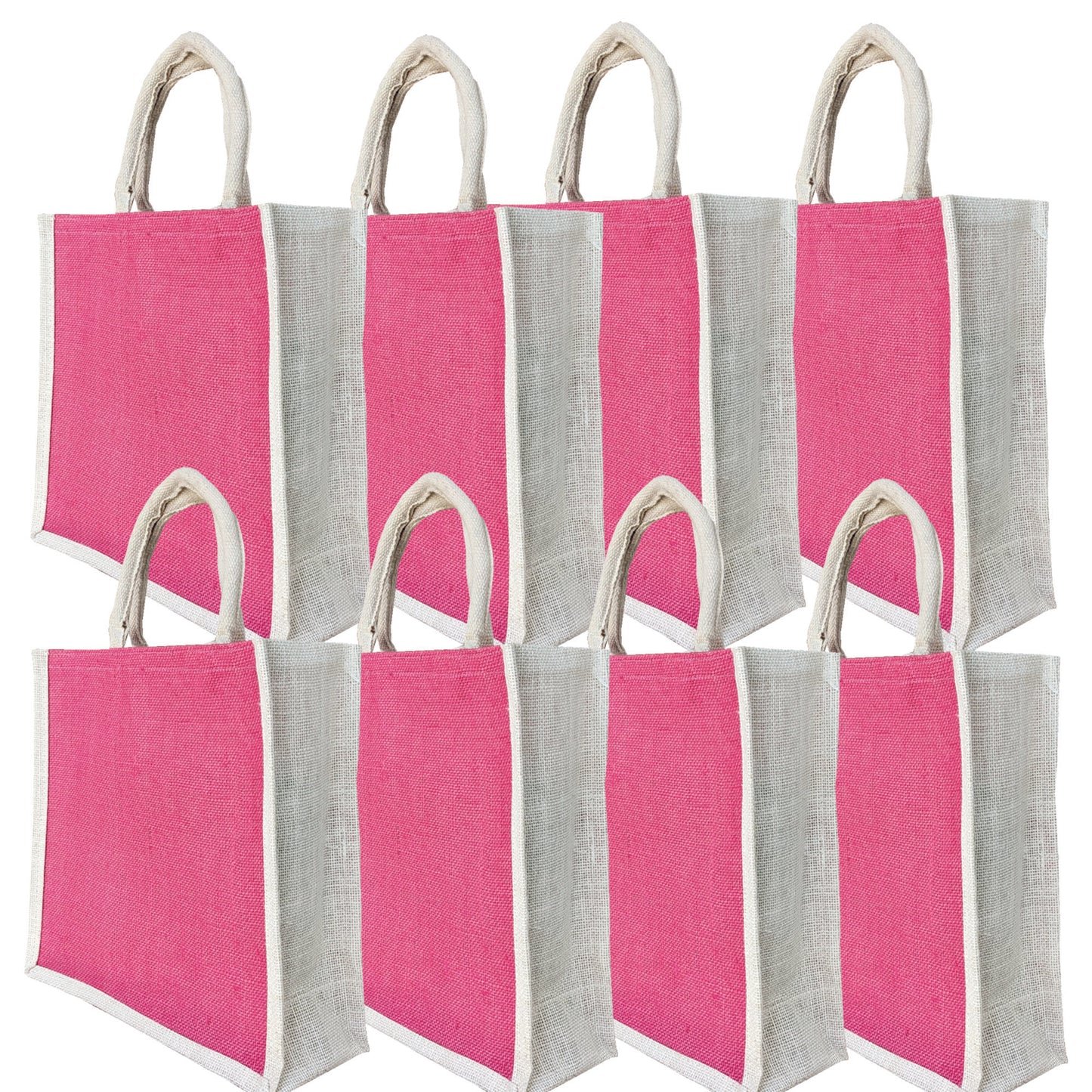 Handmakers Natural Pink Jute Bags Pack of 50 (14x12x5 inch)