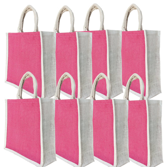 Handmakers  Natural Pink Jute Bags  Pack of  50  (14x12x5 inch)