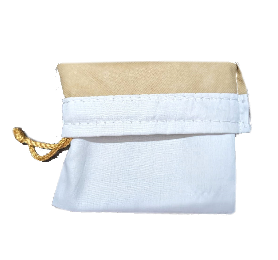 Handmakers Multicolor Ganesh Print Cotton White Potli Bags 5X7inch Pack of 10