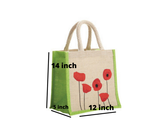 Natural handmade pure jute & Green with Flower Design (Set of 2)