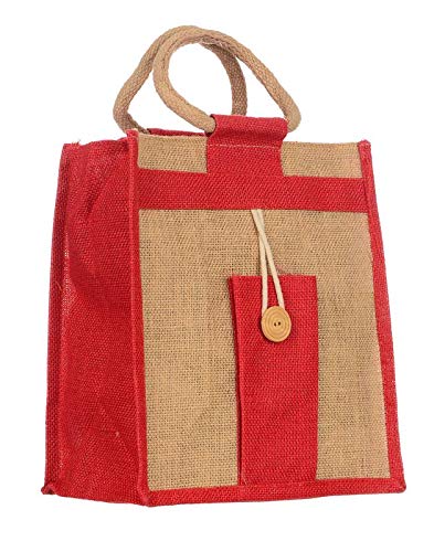 Natural pure Jute Handbags and bottle bags With Red Color