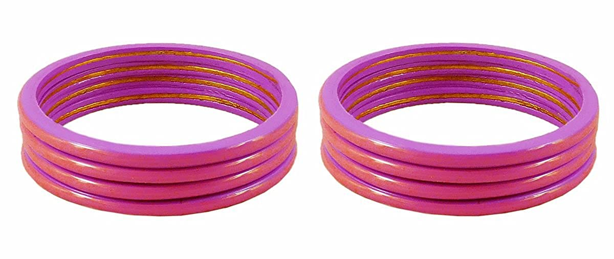 Handmakers ! Rajasthani Plain Pink Lac Bangles set of 8