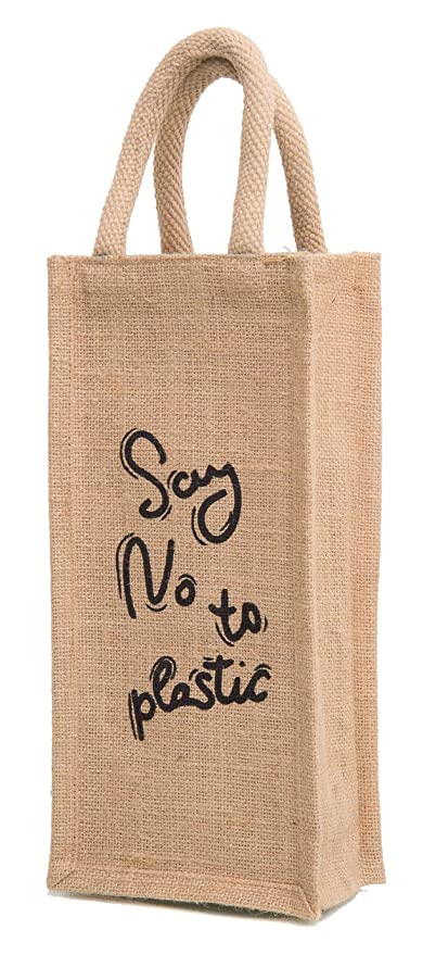 Handmakers Jute Beige Water Bottle Bags for 1 ltr (Set of 2)