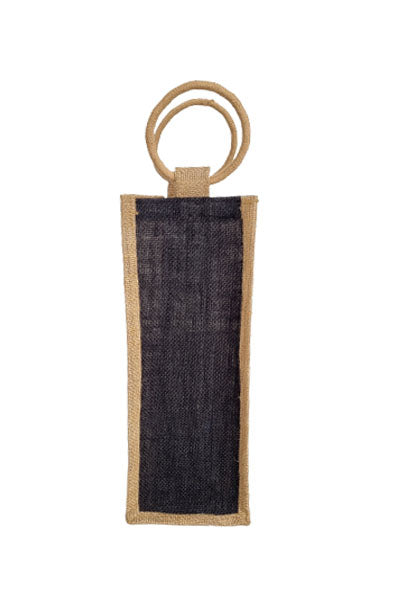 Handmaker  Jute Water Bottle Bag for  1LTR with black color  (Pack of 2)