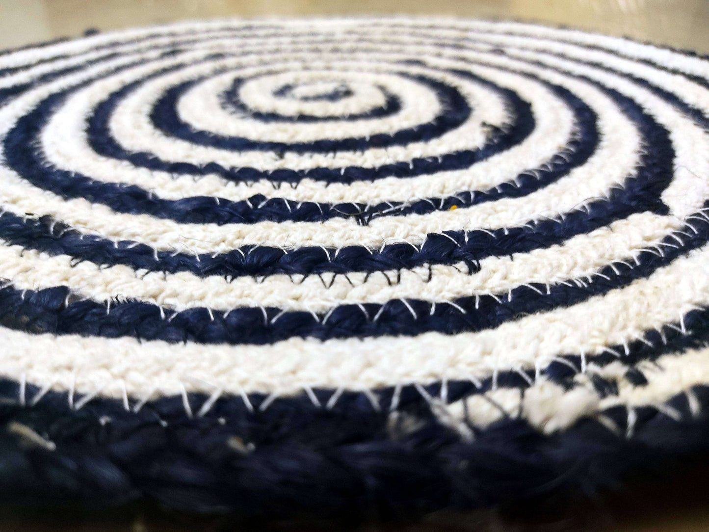 Jute Place Mats With White and Blue SET of 4 Pcs- 30 CM