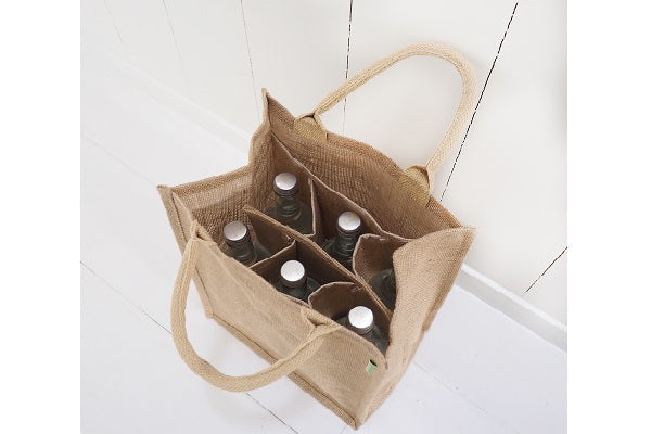 Handmakers Natural Jute Bottle Bag for water , Wine Pack of 2