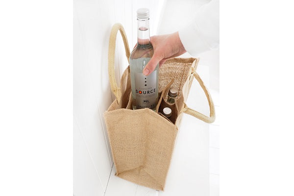 Handmakers Natural Jute Bottle Bag for water , Wine Pack of 2