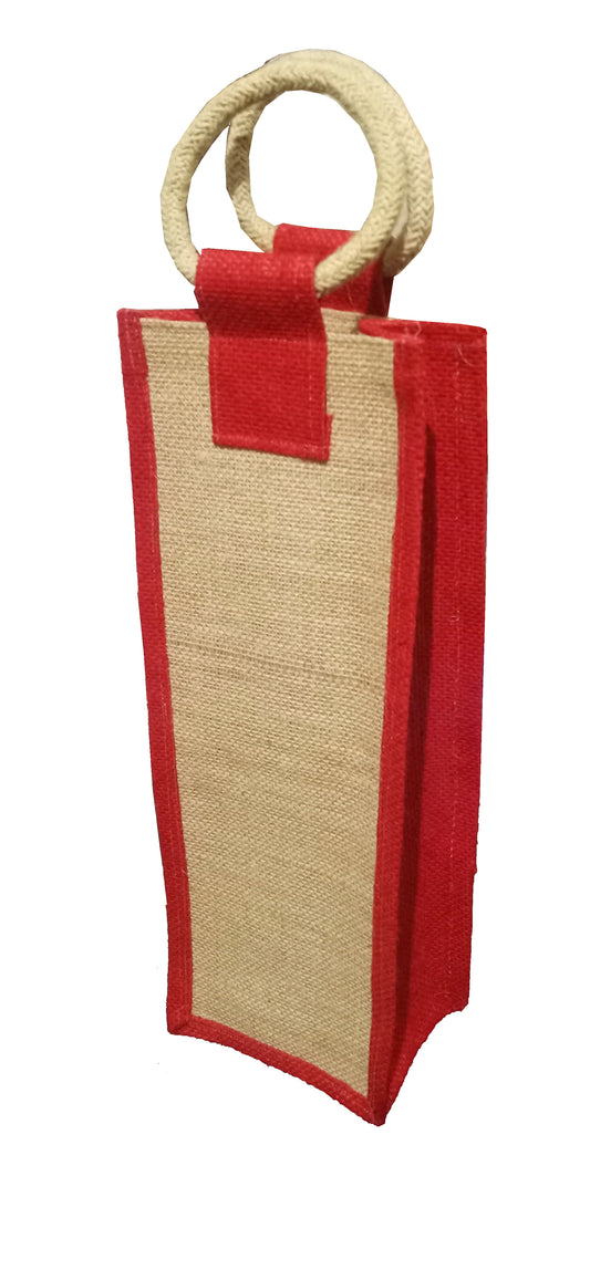 Handmakers Red and Beige  jute water bottle bag  Pack of 2