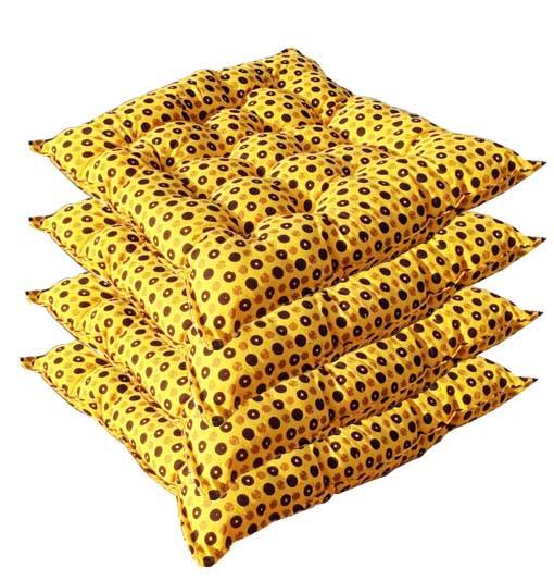 Handmakers Cotton Square Chair Pad Seat Cushion (18 inch X 18 Inch, Yellow)