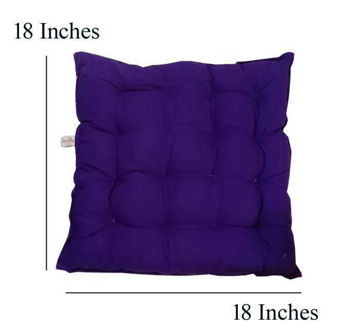 Handmakers Cotton Cushion with Square shape for Chair Seat Cushion (18 inch X 18 Inch, Blue)