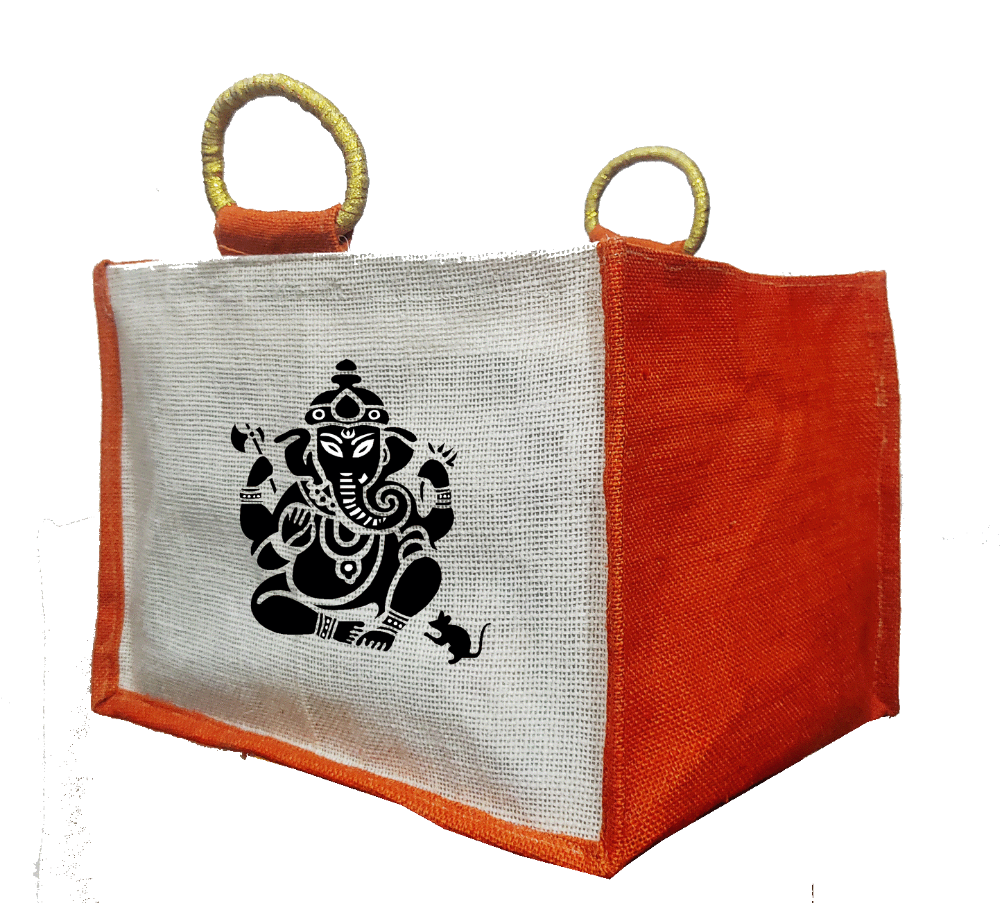 Natural Jute Bags with Orange Colors for Sweet Box ,Wedding bags (Set of 2)