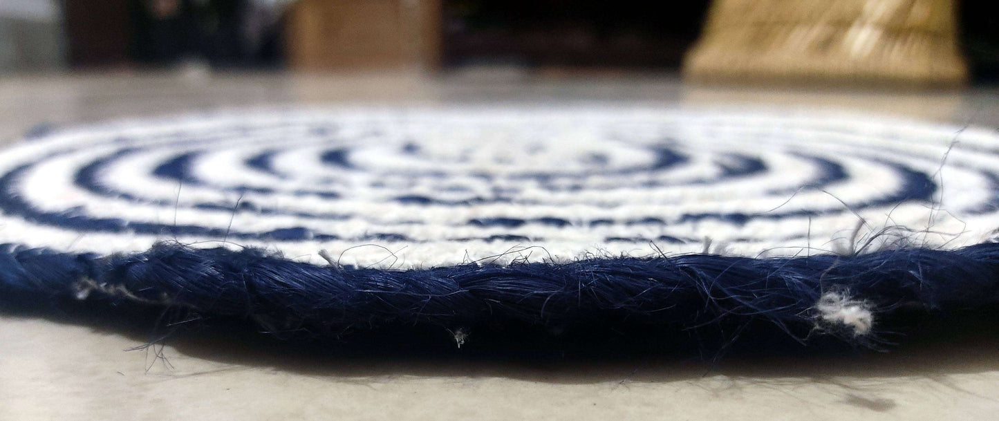 Jute Place Mats With White and Blue SET of 4 Pcs- 30 CM