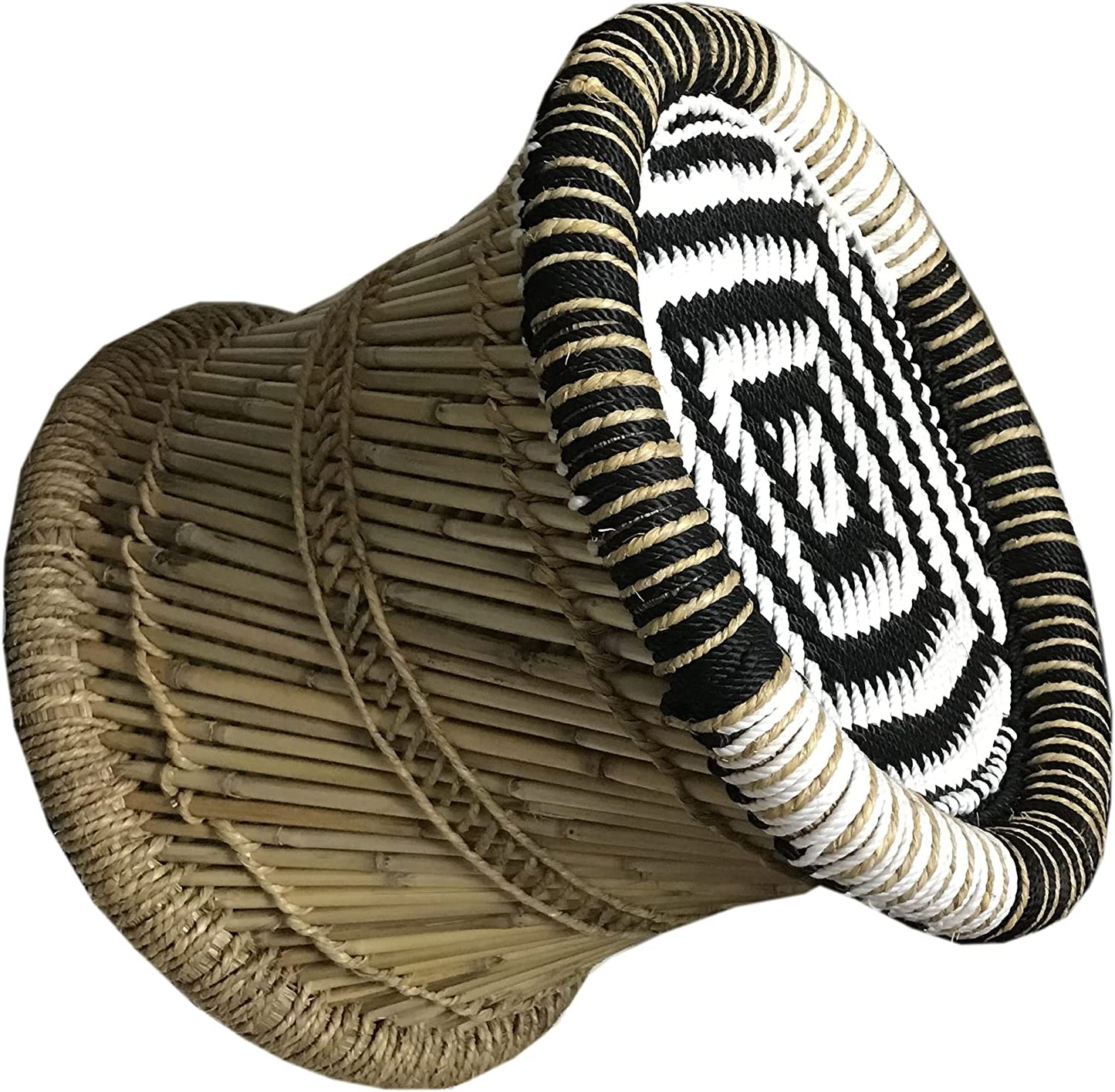 Handmakes Black & White Comfortable Relaxing Bamboo Mudda Stool