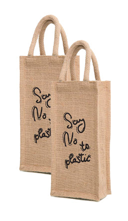 Handmakers Jute Beige Water Bottle Bags for 1 ltr (Set of 2)