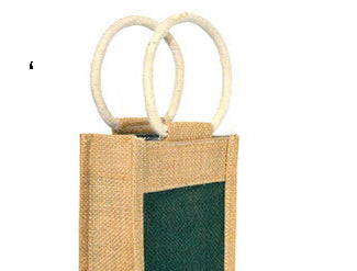 Handmaker Jute Water Bottle Bag for 1LTR with Green Color (Pack of 2)