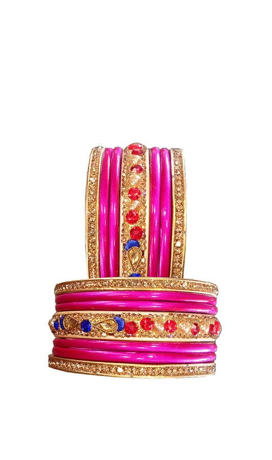 Enthic Traditional Rajasthani Bradal And Partywear Lac Bangles For Women in Yellow Color set of (7+7)
