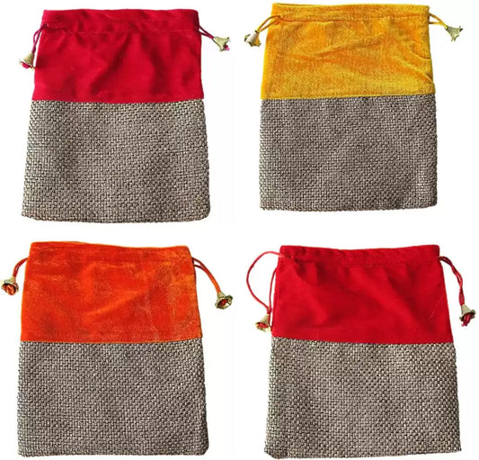 Handmakers Women Printed Designer Potli SET of 4  Pcs