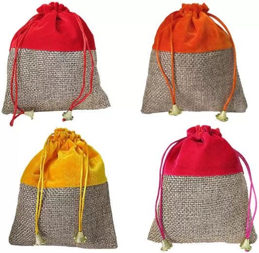 Handmakers Women Printed Designer Potli SET of 4  Pcs