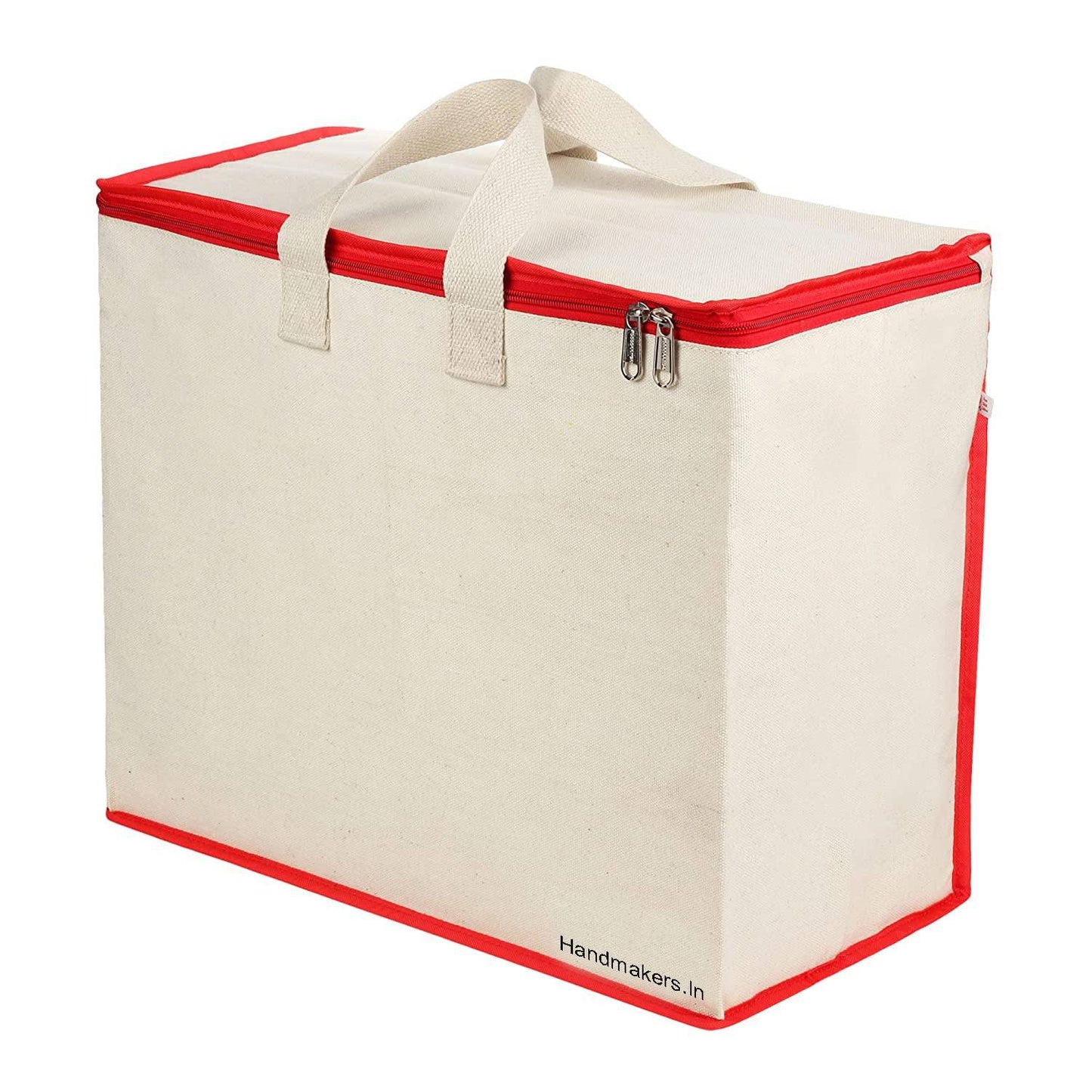 Handmaker Canvas Reinforced Cotton Handles with Multipurpose Clothes Storage Organizer For Grocery vegetable shopping and Covers Zip Bag.