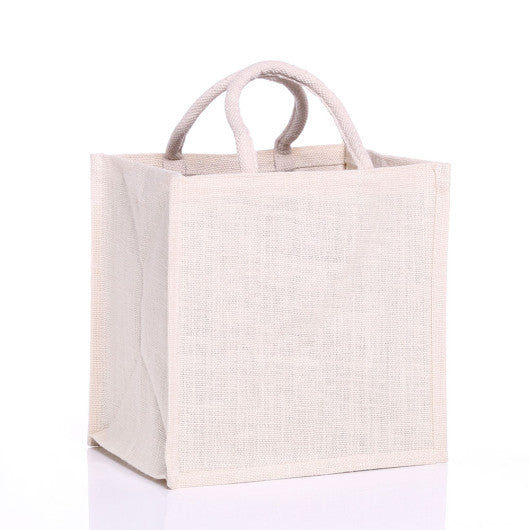 Handmakers White Jute Bag Handbag for return gift (set of 2)