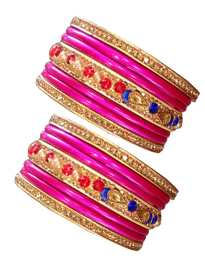 Enthic Traditional Rajasthani Bradal And Partywear Lac Bangles For Women in Yellow Color set of (7+7)