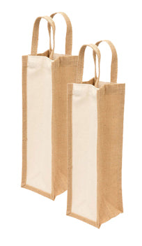 Handmakers Jute Water Bottle Bag with White and Beige color Pack of 2