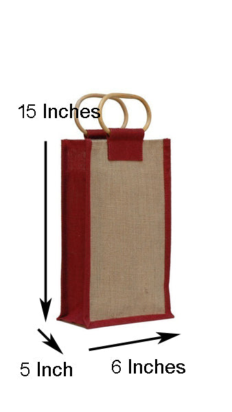 Natural pure Jute Handbags and bottle bags With Red Color